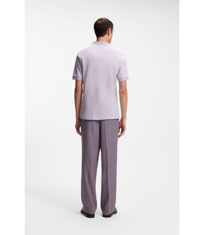 Boss Johnny Collar Polo Shirt In Cotton And Linen Light Purple