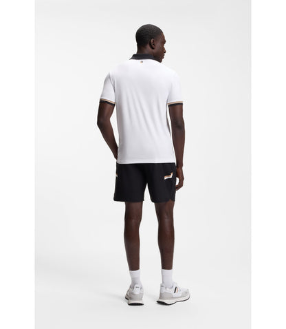 Boss Active Slim Fit Polo Shirt With Signature Stripe Details White