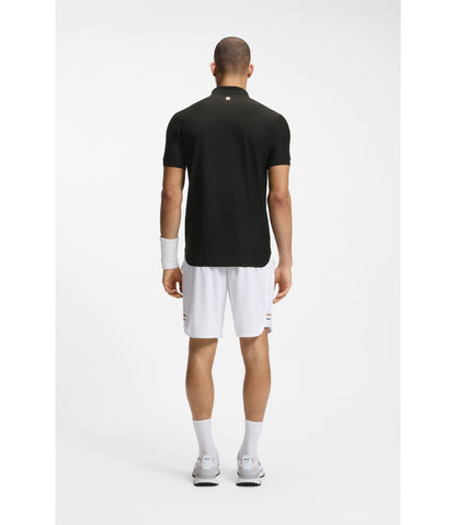 Boss Active Stripe Jersey Slim Fit Polo Shirt With Four Way Stretch Black