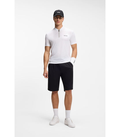 Boss Bodymapping Jersey Slim Fit Polo Shirt With Zip Neck White