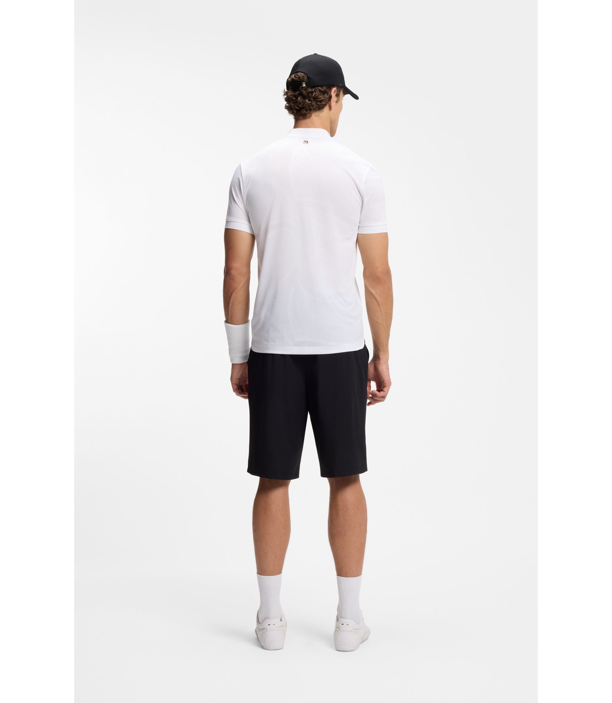 Boss Bodymapping Jersey Slim Fit Polo Shirt With Zip Neck White