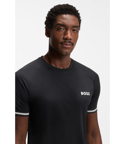 Boss Active Slim Fit T Shirt With Tennis Ball Embossing Black