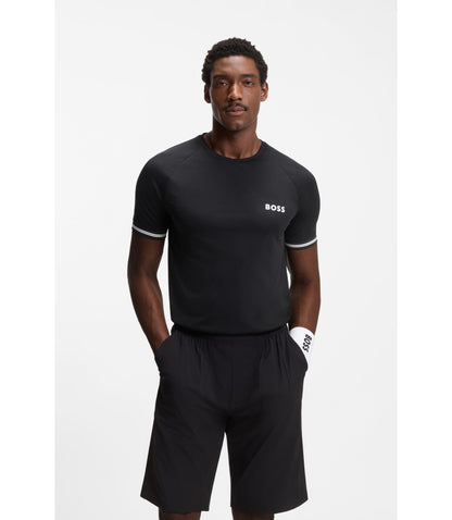 Boss Active Slim Fit T Shirt With Tennis Ball Embossing Black