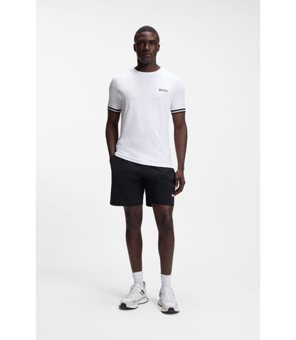 Boss Active Slim Fit T Shirt With Tennis Ball Embossing White