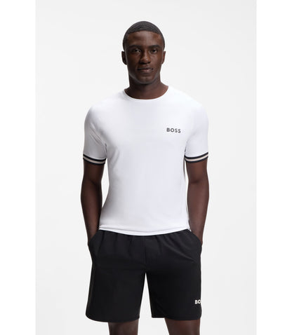 Boss Active Slim Fit T Shirt With Tennis Ball Embossing White