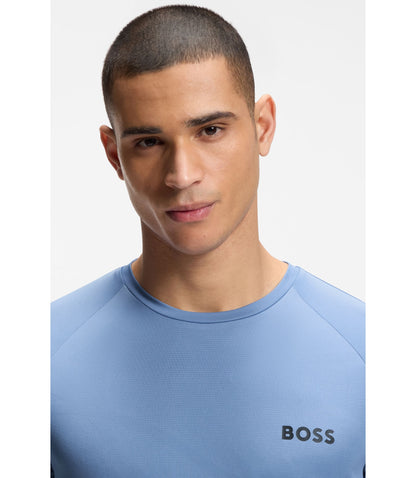 Boss Active Slim Fit T Shirt With Tennis Ball Embossing Light Blue