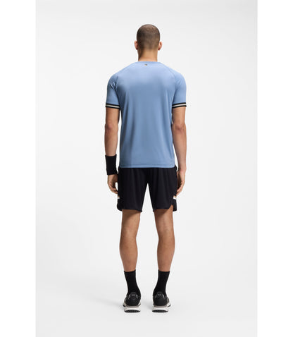 Boss Active Slim Fit T Shirt With Tennis Ball Embossing Light Blue