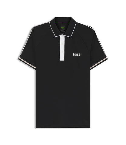 Boss Active Slim Fit Polo Shirt With Moisture Management Black