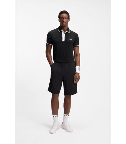 Boss Active Slim Fit Polo Shirt With Moisture Management Black