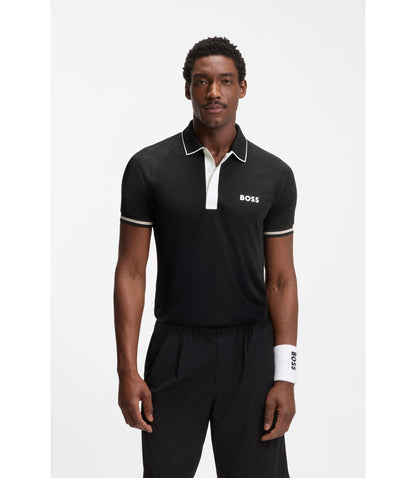 Boss Active Slim Fit Polo Shirt With Moisture Management Black