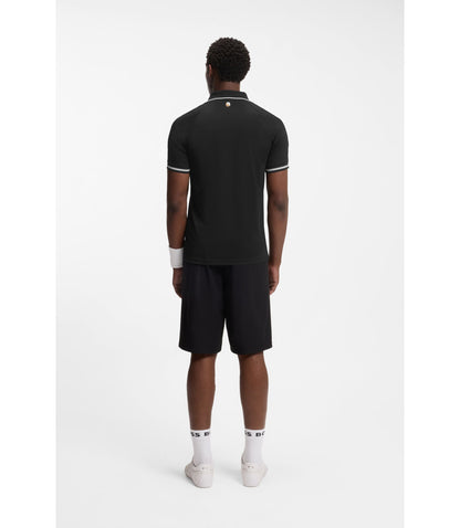Boss Active Slim Fit Polo Shirt With Moisture Management Black