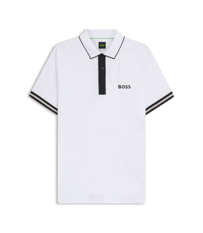 Boss Active Slim Fit Polo Shirt With Moisture Management White