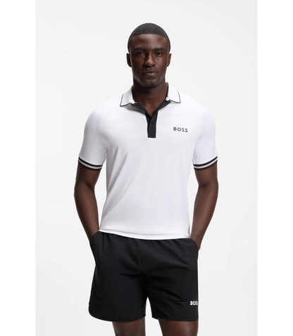 Boss Active Slim Fit Polo Shirt With Moisture Management White