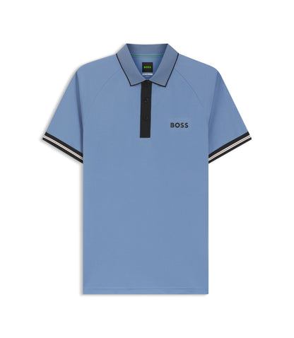 Boss Active Slim Fit Polo Shirt With Moisture Management Light Blue