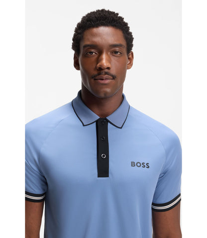 Boss Active Slim Fit Polo Shirt With Moisture Management Light Blue