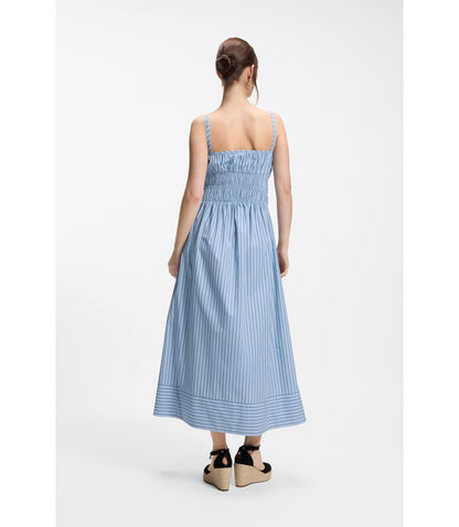 Boss Cotton Poplin Dress With Vertical Stripe Patterned Women's