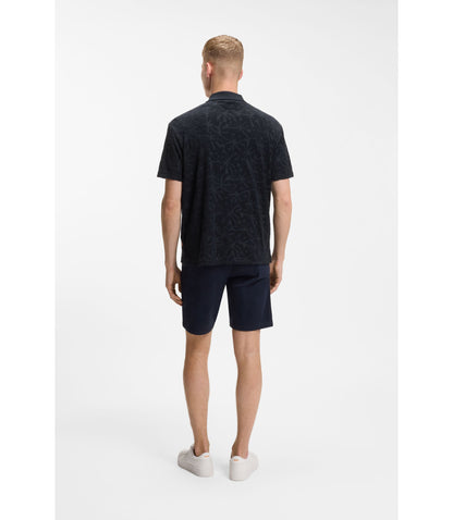 Boss Floral Jacquard Polo Shirt In A Cotton Blend Dark Blue