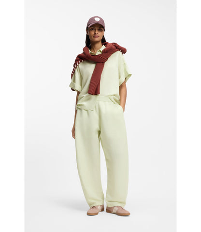 Boss Balloon Leg Trousers With Elasticated Waist Green Women's