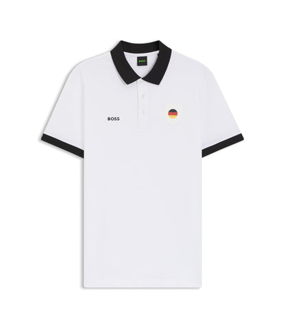 Boss Paddy Polo Shirt With Country Flag Germany White