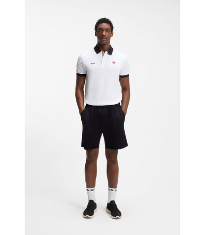 Boss Paddy Polo Shirt With Country Flag Germany White