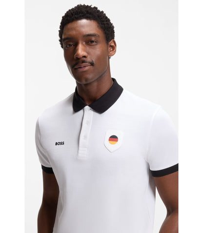 Boss Paddy Polo Shirt With Country Flag Germany White