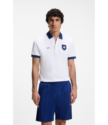 Boss Paddy Polo Shirt With Country Flag Usa White