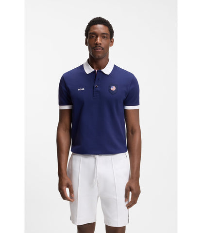 Boss Paddy Polo Shirt With Country Flag Usa Blue