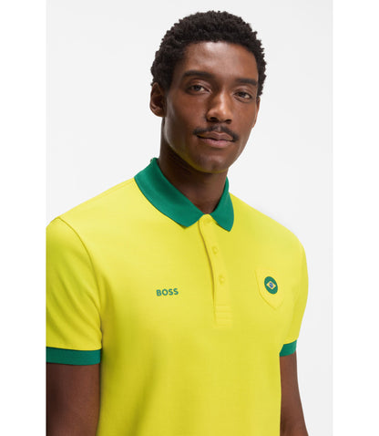 Boss Paddy Polo Shirt With Country Flag Brazil