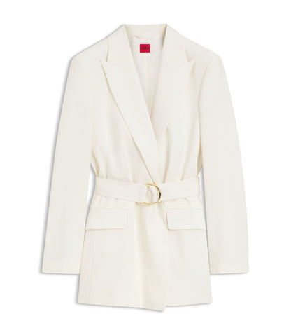 Hugo Relaxed Fit Blazer With D Ring Belt White Women's