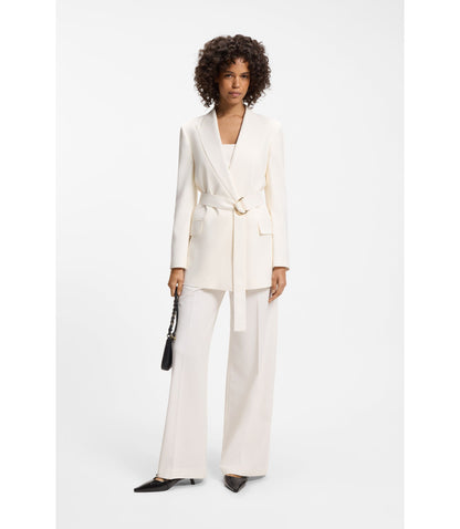 Hugo Relaxed Fit Blazer With D Ring Belt White Women's