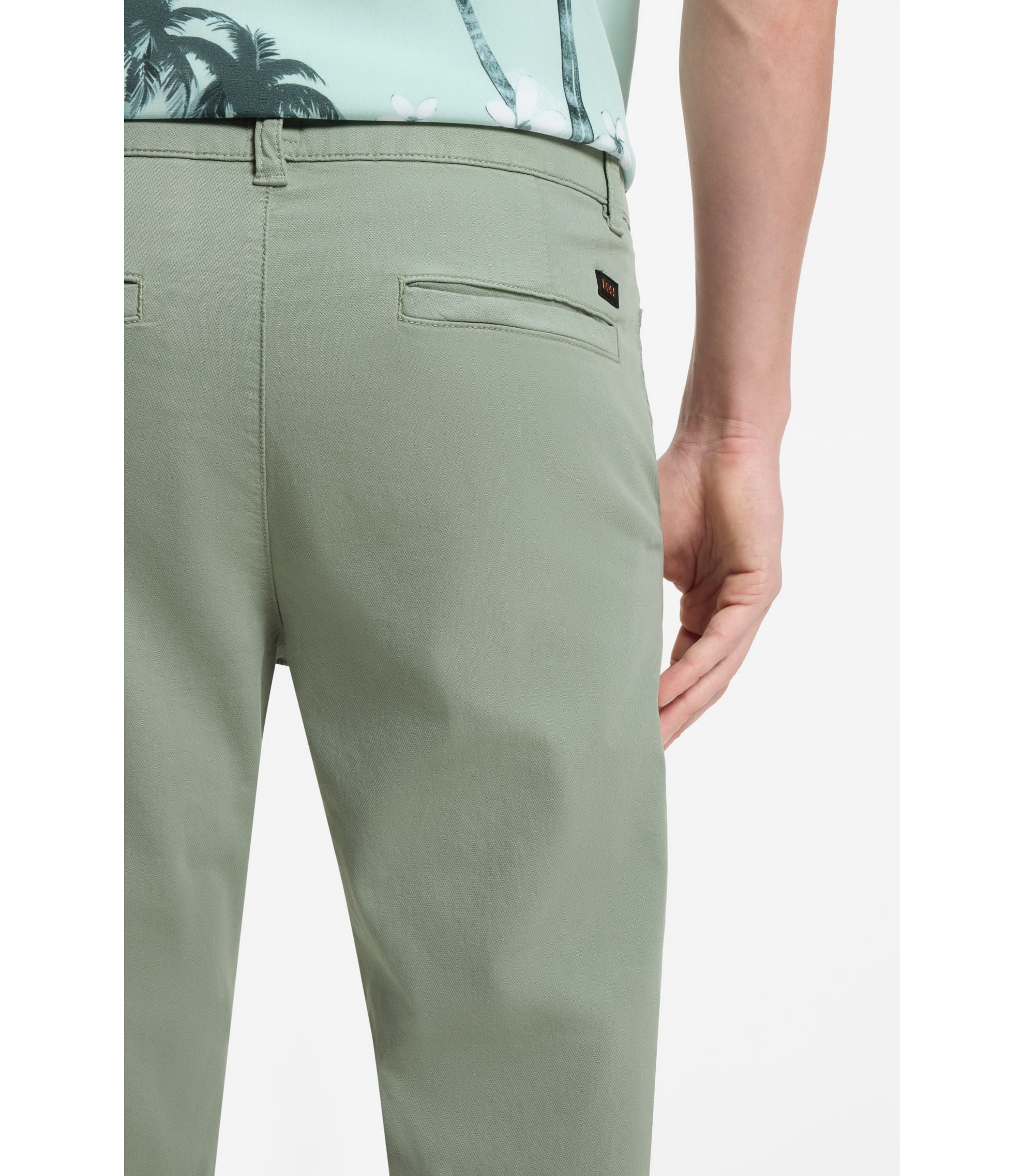 Boss Tapered Fit Chinos In A Structured Cotton Light Green