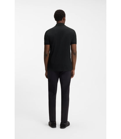 Boss Cotton Piqu Polo Shirt With All Over Print Black