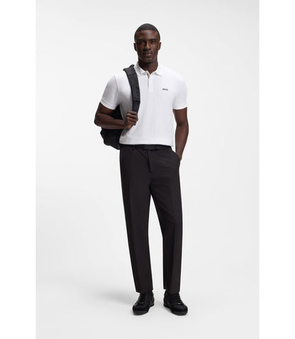 Boss Cotton Piqu Polo Shirt With All Over Print White