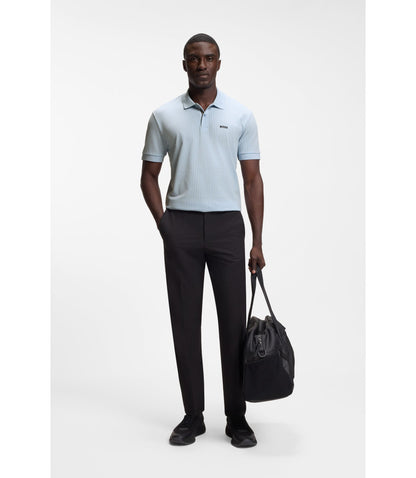Boss Cotton Piqu Polo Shirt With All Over Print Light Blue