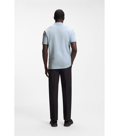 Boss Cotton Piqu Polo Shirt With All Over Print Light Blue