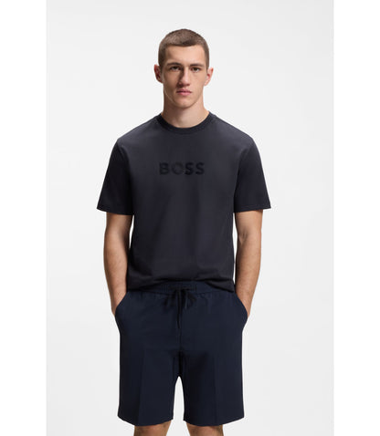 Boss Cotton Jersey T Shirt With Golf Inspired Logo Dark Blue