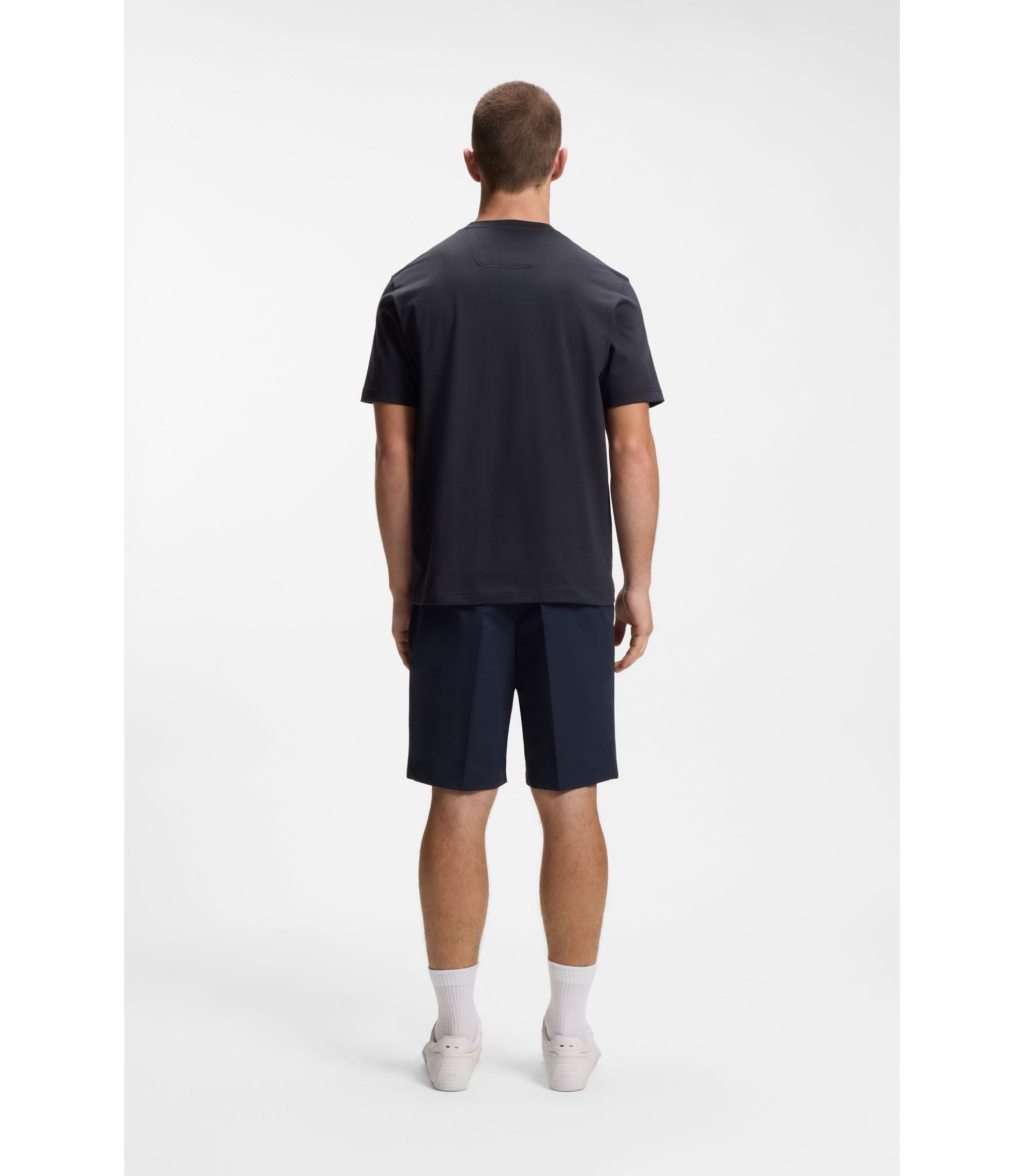 Boss Cotton Jersey T Shirt With Golf Inspired Logo Dark Blue