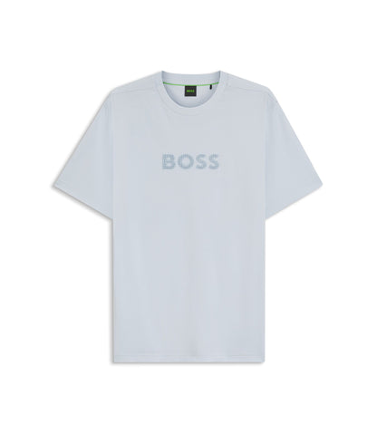 Boss Cotton Jersey T Shirt With Golf Inspired Logo Light Blue