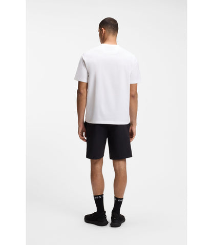 Boss Logo Artwork T Shirt In Stretch Cotton White