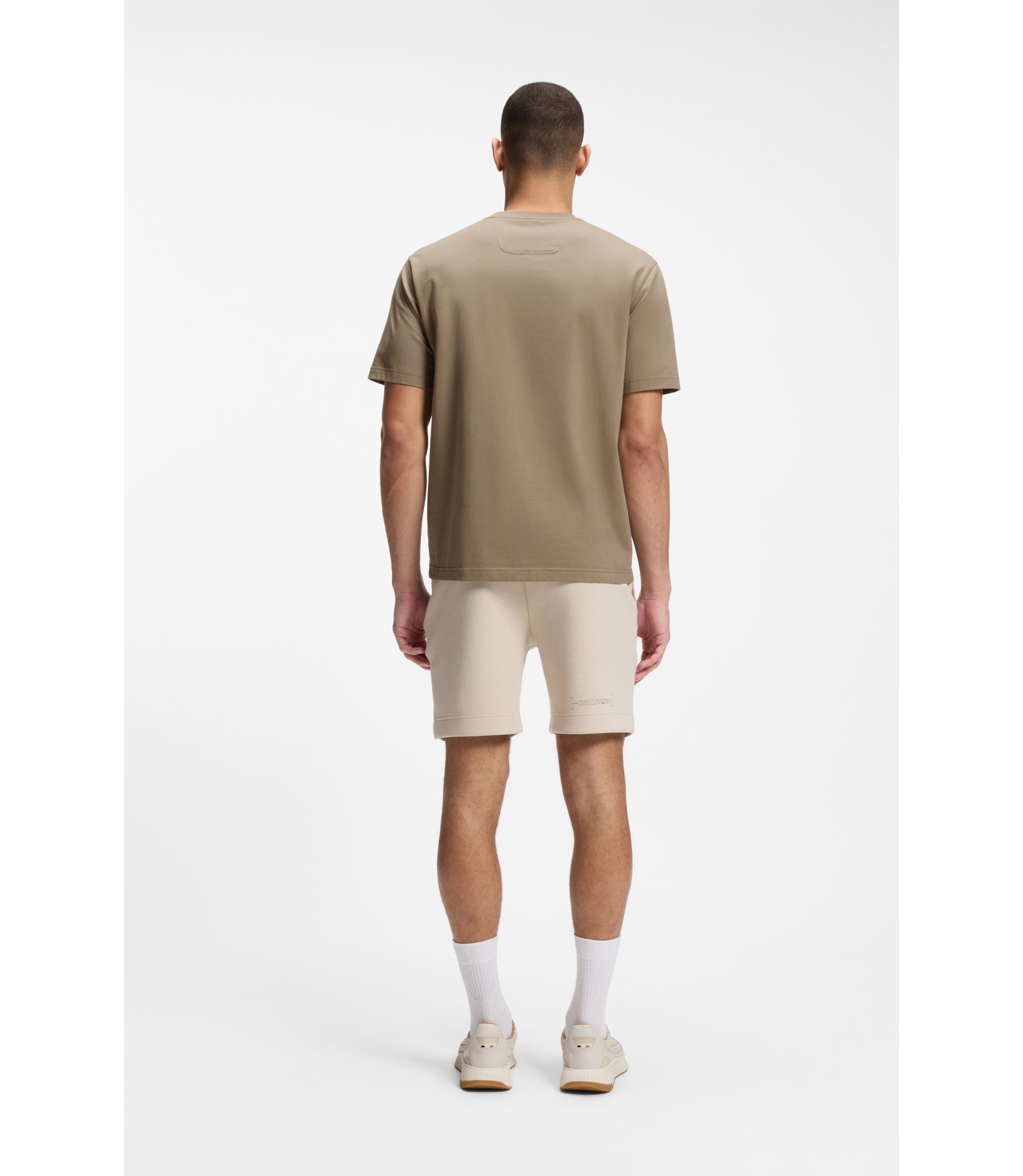 Boss Logo Artwork T Shirt In Stretch Cotton Light Green