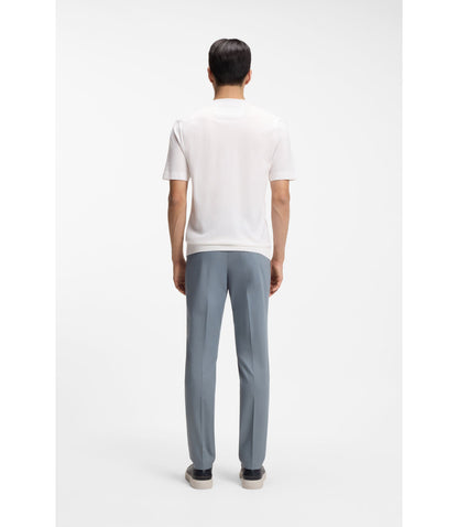 Boss Cable Knit T Shirt In Cotton And Silk White