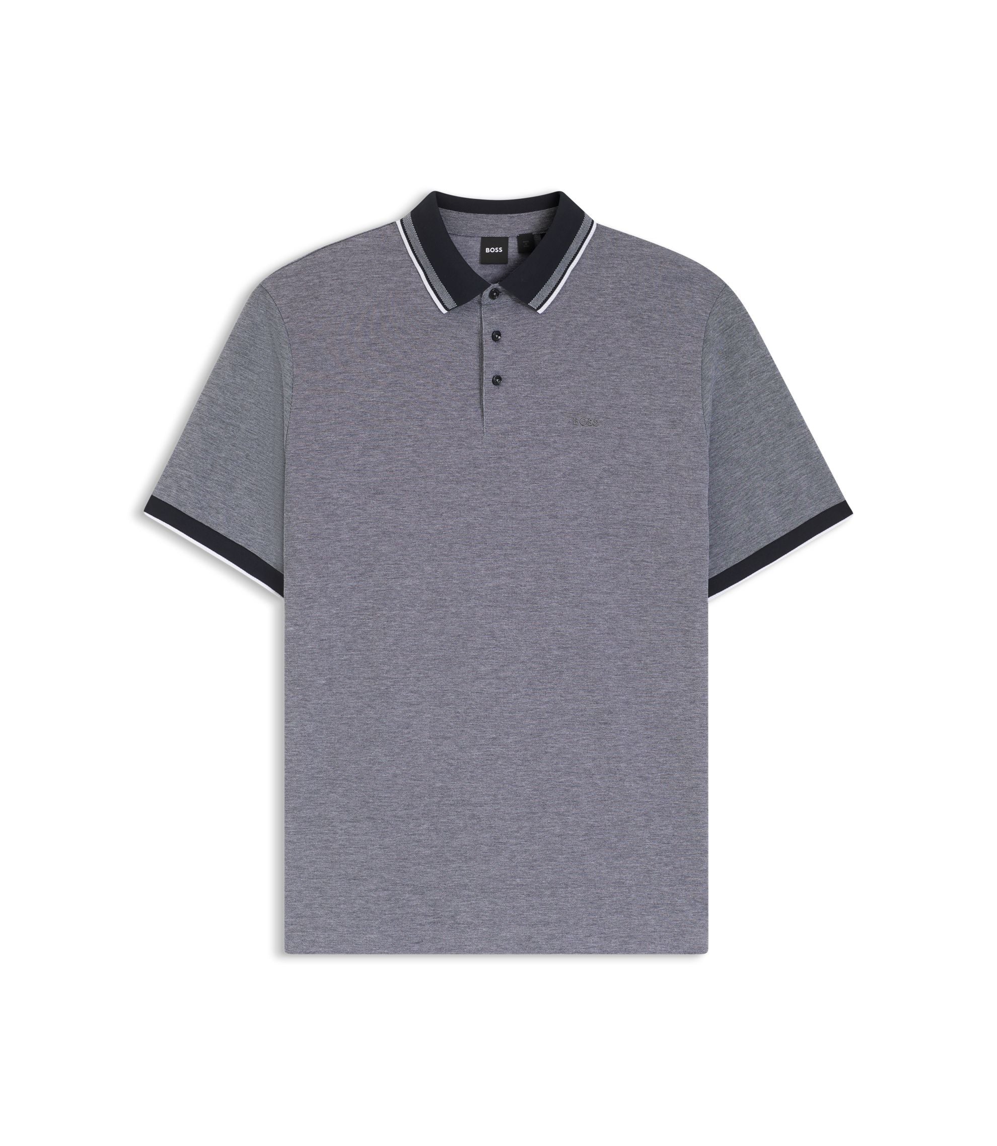 Boss Oxford Cotton Piqu Polo Shirt With Logo Detail Dark Blue