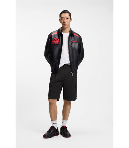 Hugo X Rb Stretch Cotton Shorts With Bull Motif Black