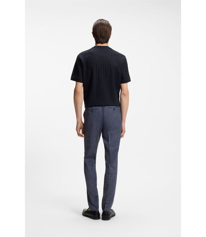 Boss Vertical Stripe T Shirt In Mercerised Cotton Dark Blue
