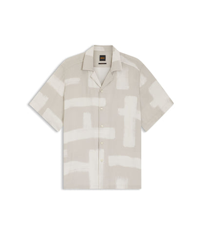 Boss Regular Fit Shirt With Maxi Print Light Grey