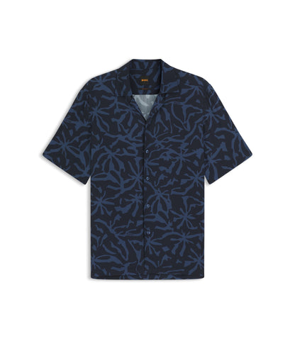 Boss Regular Fit Shirt With Maxi Print Dark Blue