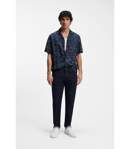Boss Regular Fit Shirt With Maxi Print Dark Blue