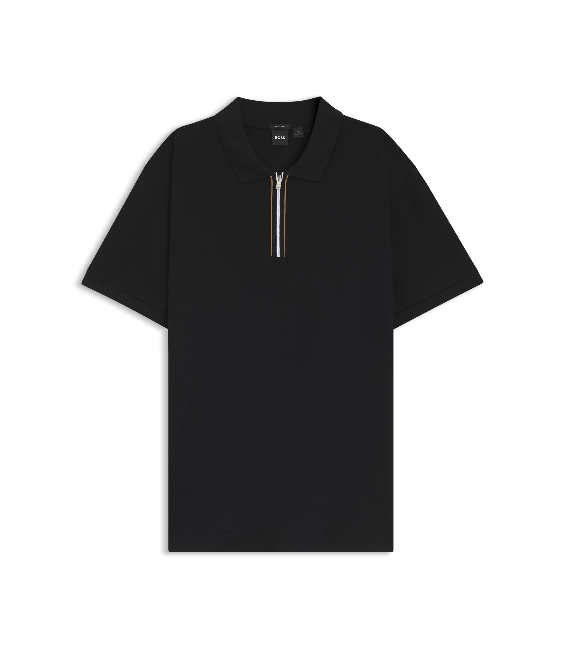 Boss Regular Fit Polo Shirt In Mercerized Cotton Black