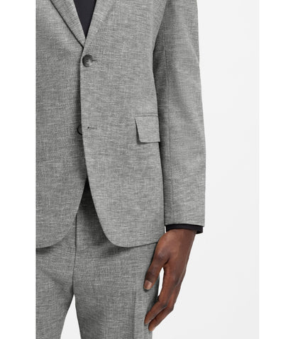 Hugo Two Piece Modern Fit Suit In Sharkskin Fabric Dark Grey