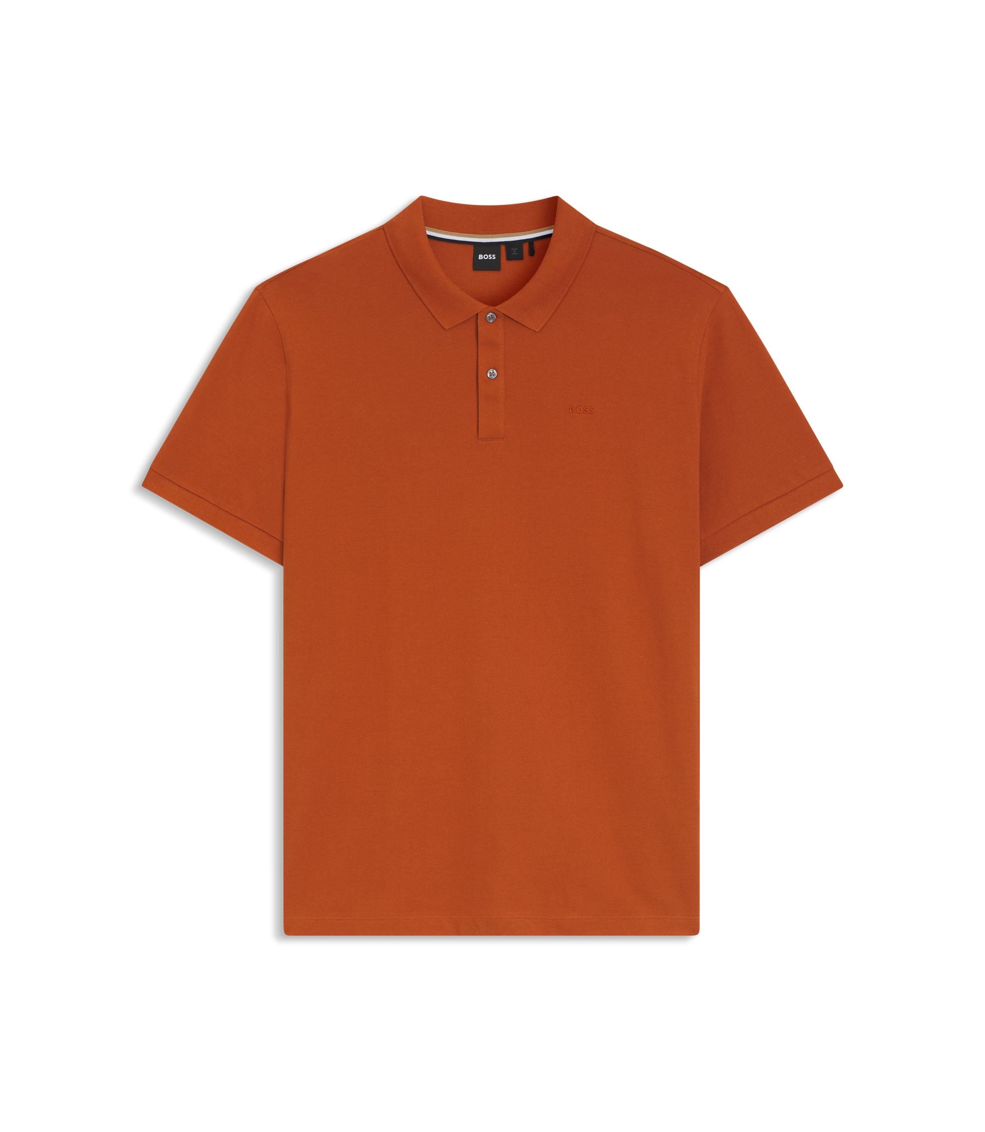 Boss Pallas Polo Shirt In Cotton Piqu With Logo Details Dark Orange